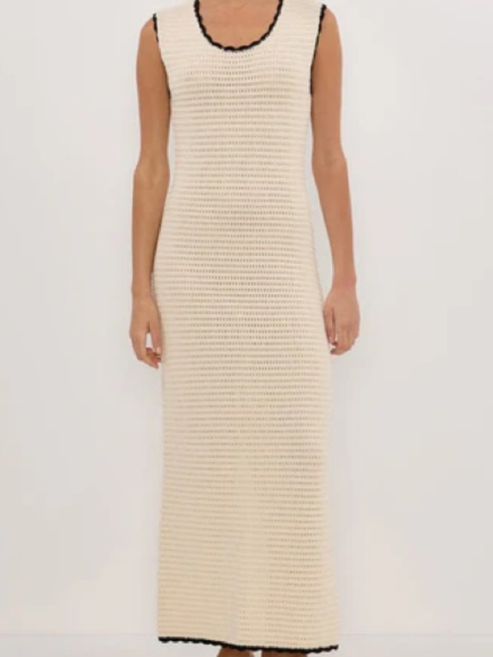 DISSH Cream Crochet Maxi Dress with Black Trim